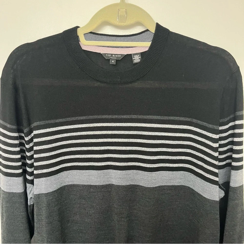 Ted Baker Men's Black and Gray Crewneck Sweater - Picture 2 of 7